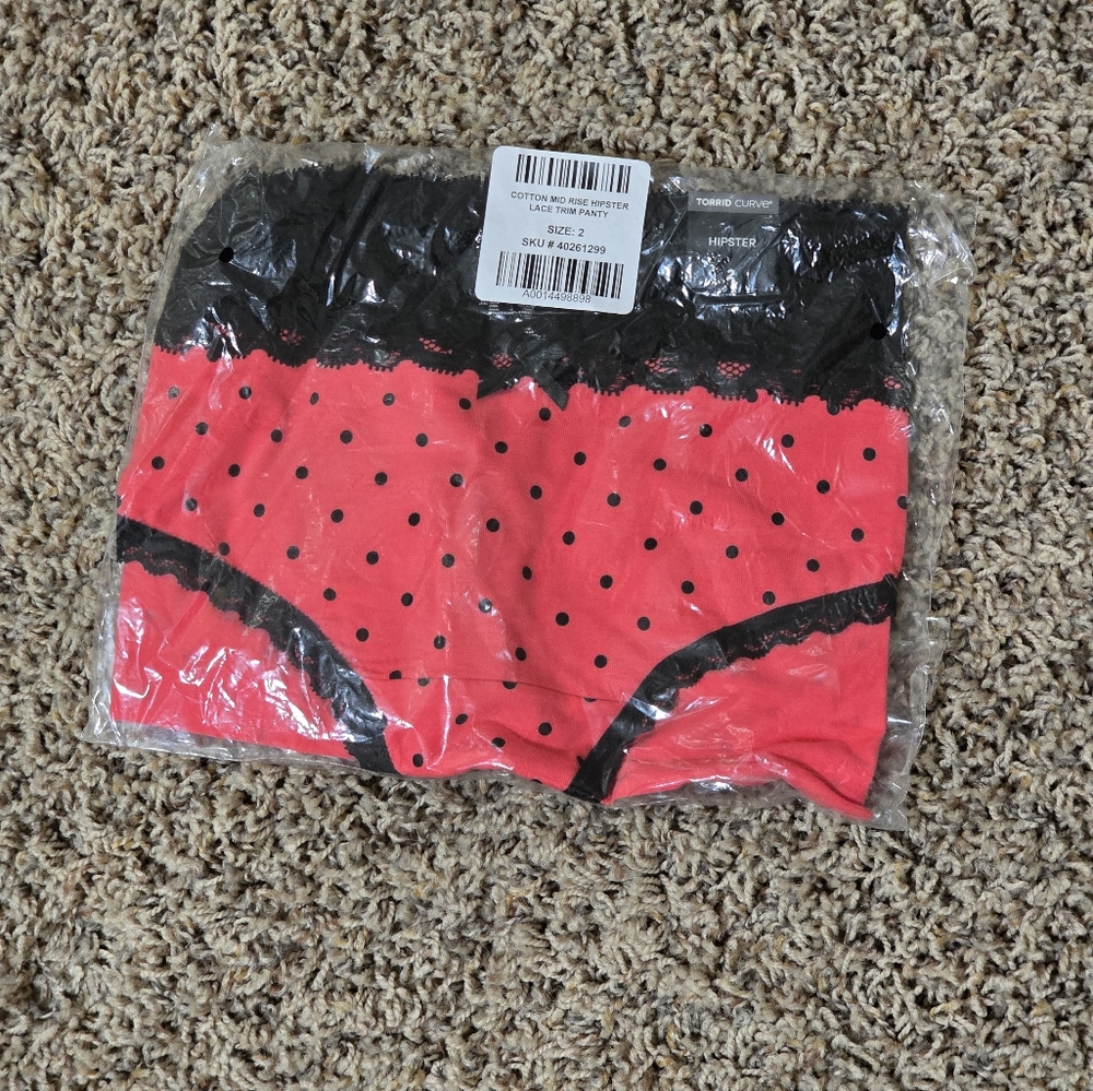 Torrid Size 2 (XXL) Cotton Mid Rise Hipster Lace Trim Panty